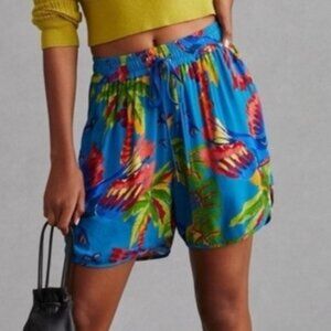 Farm Rio Sunny Day Shorts Palm Parrot Sloth Print